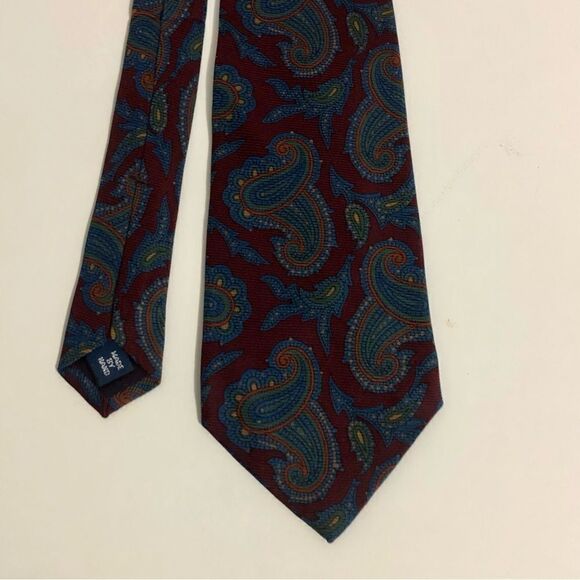 Polo Ralph Lauren Necktie Burgundy/Blue Paisley Silk Neck Tie - Picture 2 of 5